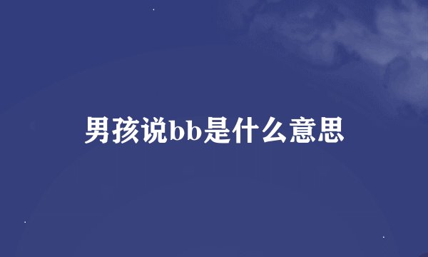 男孩说bb是什么意思
