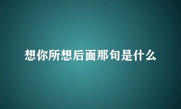 想你所想后面那句是什么