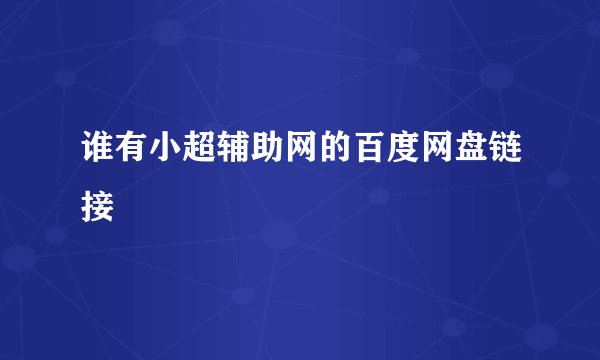 谁有小超辅助网的百度网盘链接