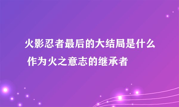 火影忍者最后的大结局是什么 作为火之意志的继承者
