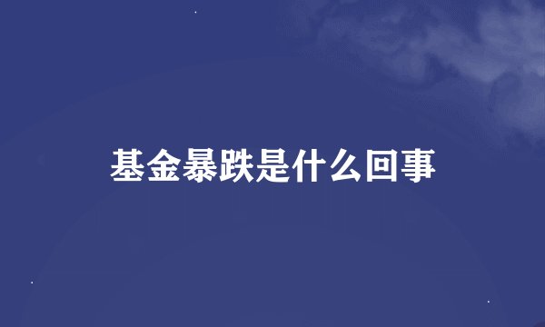 基金暴跌是什么回事