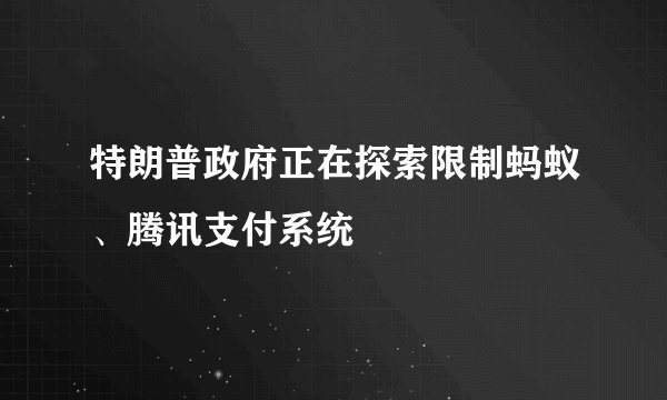 特朗普政府正在探索限制蚂蚁、腾讯支付系统
