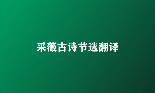 采薇古诗节选翻译