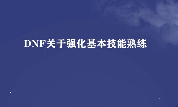DNF关于强化基本技能熟练