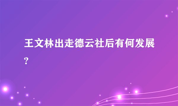 王文林出走德云社后有何发展?