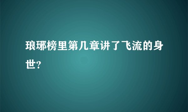 琅琊榜里第几章讲了飞流的身世？