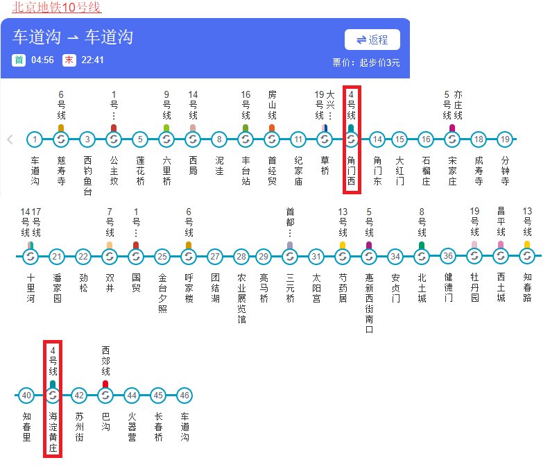 北京地铁10号线如何换乘到4号线？