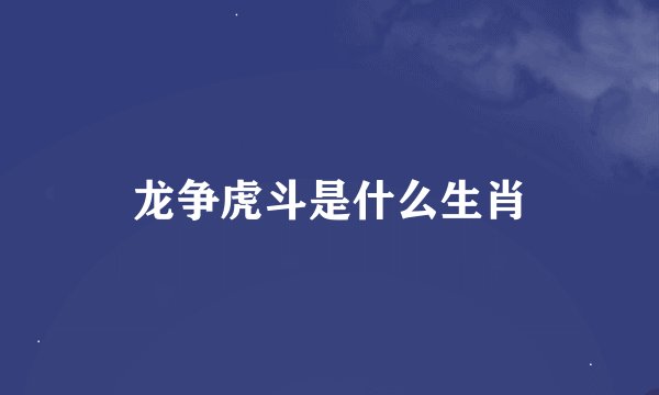 龙争虎斗是什么生肖