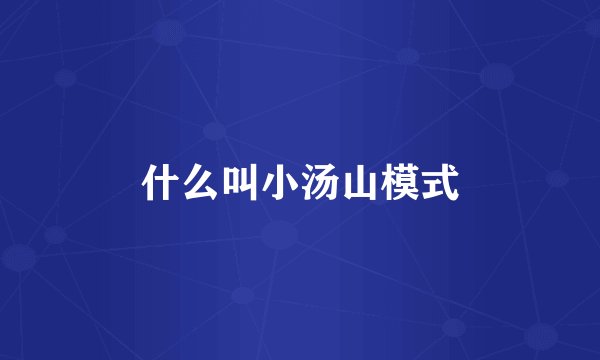 什么叫小汤山模式