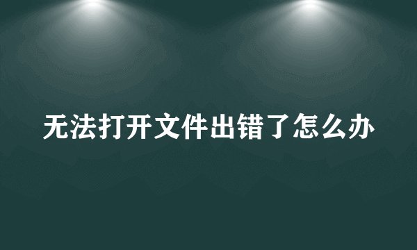 无法打开文件出错了怎么办