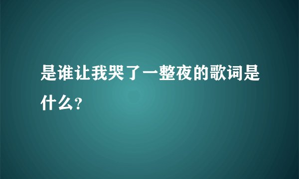 是谁让我哭了一整夜的歌词是什么？