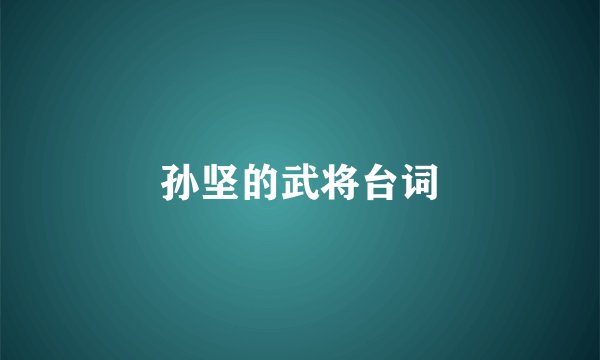 孙坚的武将台词