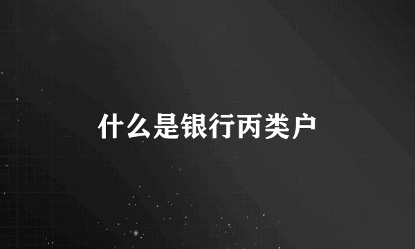 什么是银行丙类户