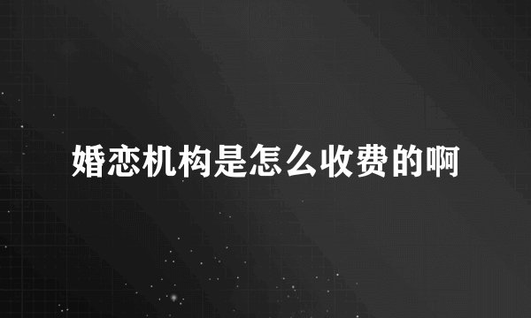 婚恋机构是怎么收费的啊