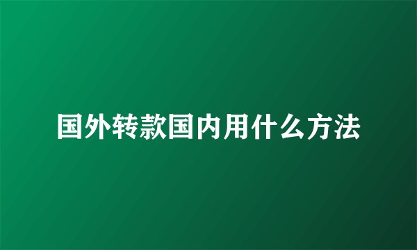 国外转款国内用什么方法
