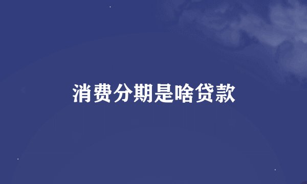 消费分期是啥贷款