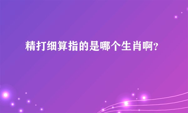 精打细算指的是哪个生肖啊？