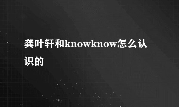 龚叶轩和knowknow怎么认识的