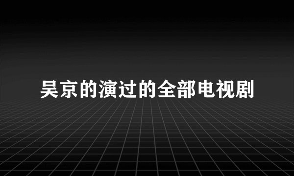 吴京的演过的全部电视剧