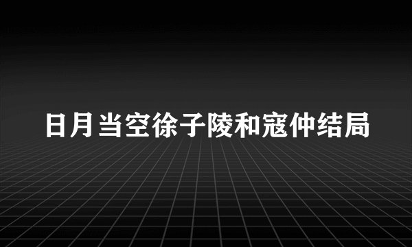 日月当空徐子陵和寇仲结局
