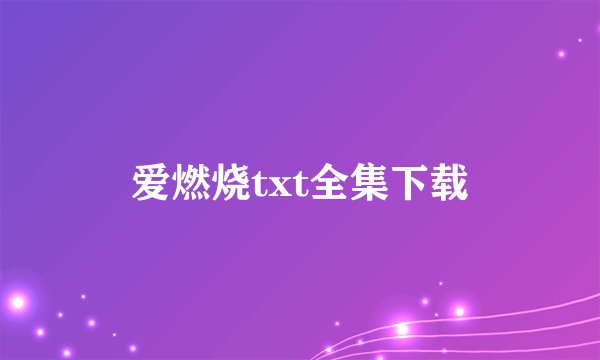 爱燃烧txt全集下载