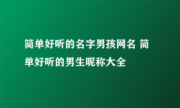 简单好听的名字男孩网名 简单好听的男生昵称大全
