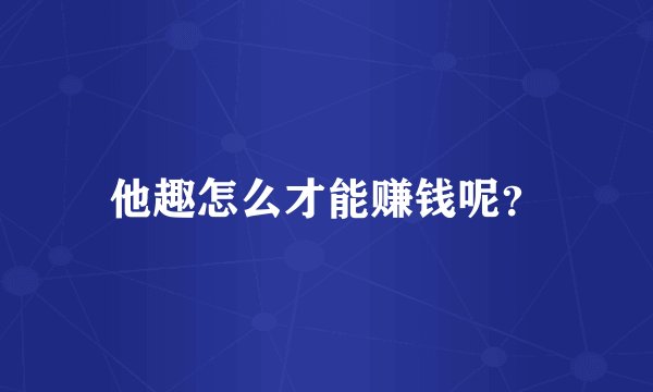 他趣怎么才能赚钱呢？