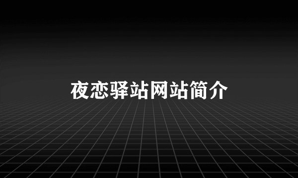 夜恋驿站网站简介