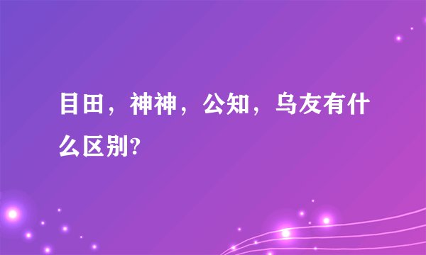 目田，神神，公知，乌友有什么区别?