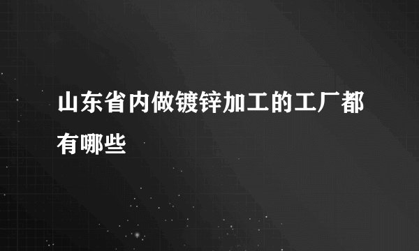 山东省内做镀锌加工的工厂都有哪些
