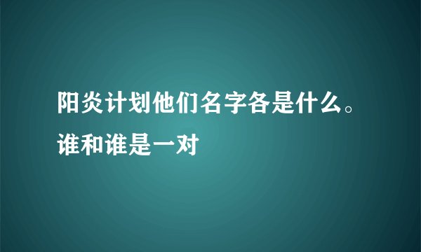 阳炎计划他们名字各是什么。谁和谁是一对