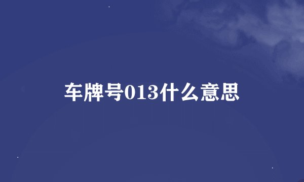 车牌号013什么意思