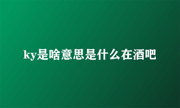 ky是啥意思是什么在酒吧