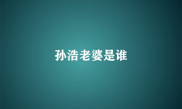 孙浩老婆是谁