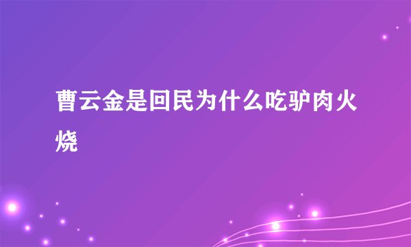 曹云金是回民为什么吃驴肉火烧