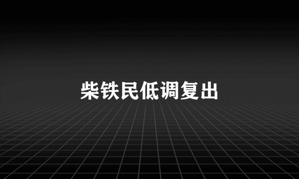 柴铁民低调复出