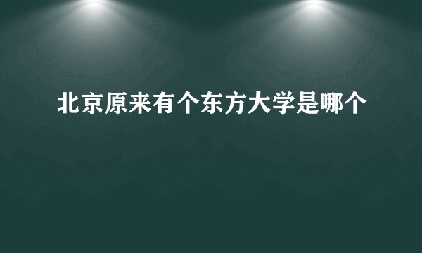 北京原来有个东方大学是哪个