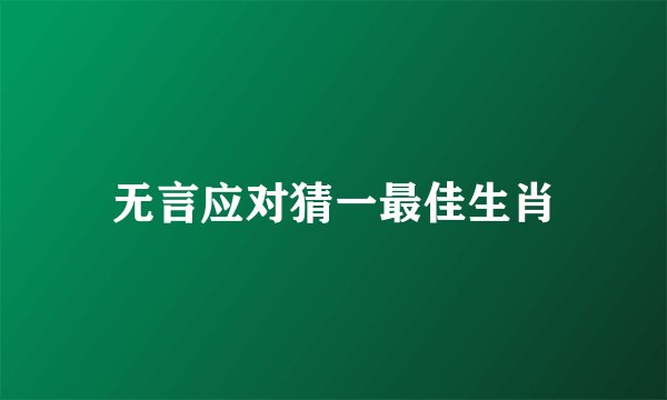 无言应对猜一最佳生肖
