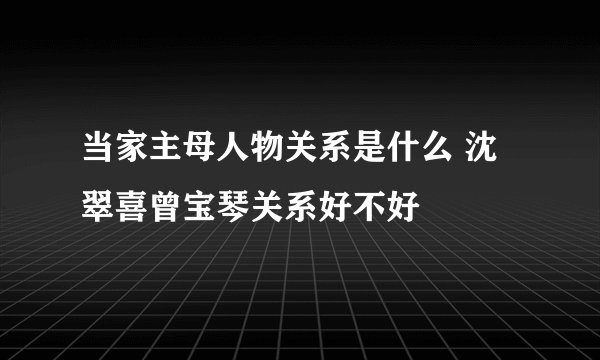 当家主母人物关系是什么 沈翠喜曾宝琴关系好不好