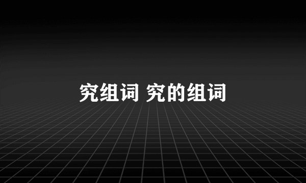 究组词 究的组词