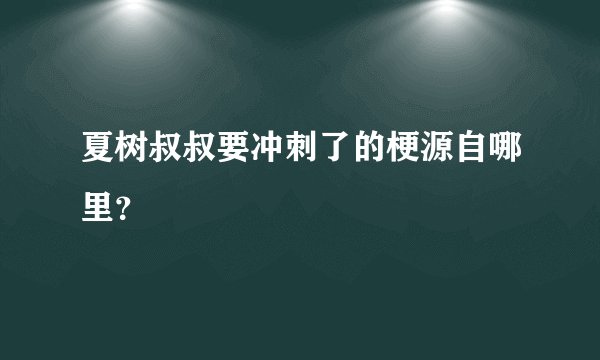 夏树叔叔要冲刺了的梗源自哪里？