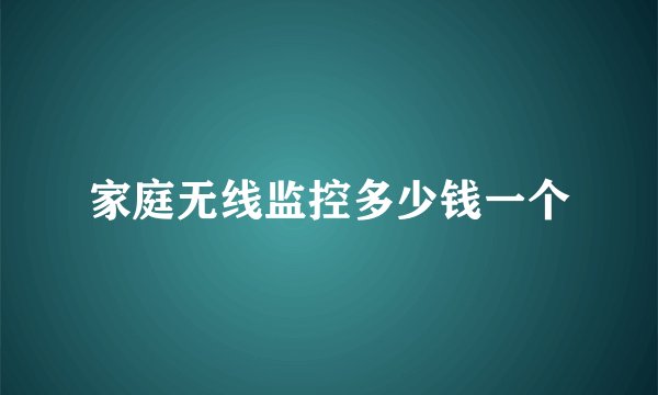 家庭无线监控多少钱一个