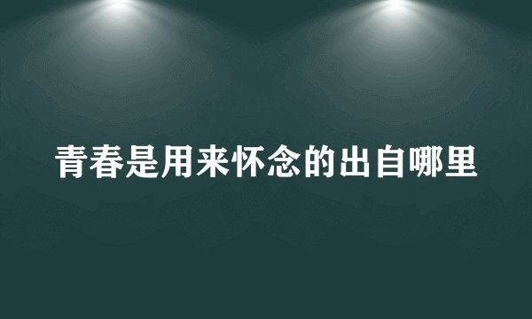 青春是用来怀念的出自哪里