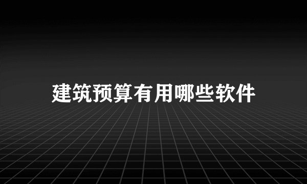 建筑预算有用哪些软件