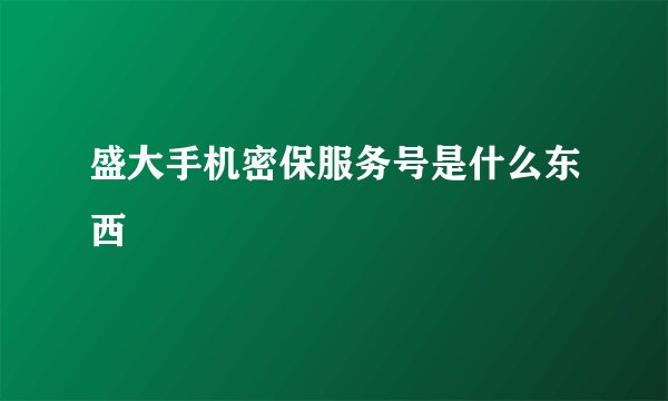 盛大手机密保服务号是什么东西