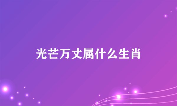 光芒万丈属什么生肖