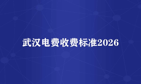 武汉电费收费标准2026