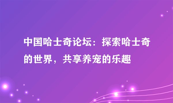 中国哈士奇论坛：探索哈士奇的世界，共享养宠的乐趣