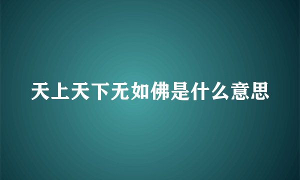天上天下无如佛是什么意思