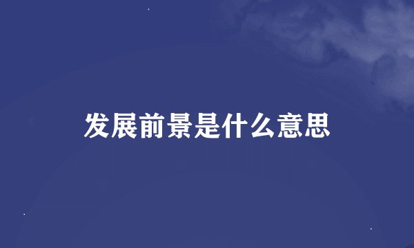 发展前景是什么意思